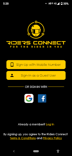 Android application RIDERSCONNECT screenshort