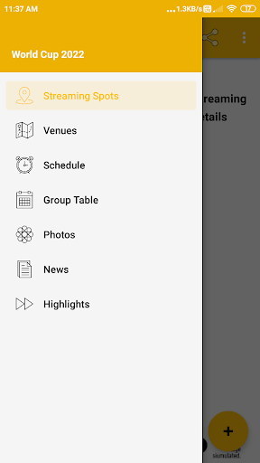 Android application Sports Streaming Spots screenshort