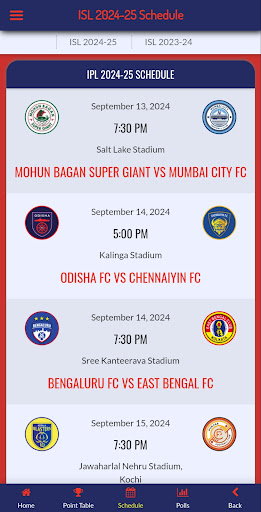 ISL 2024 Schedule | Live Score Screen 3