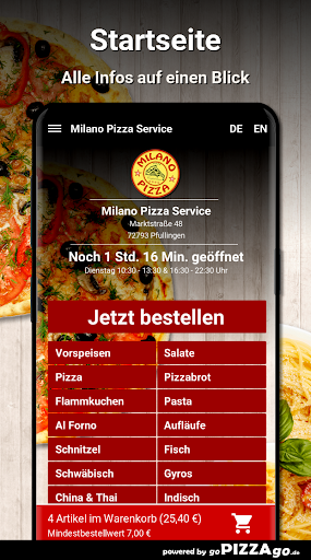 Milano Pizza Service Pfullinge Screen 2