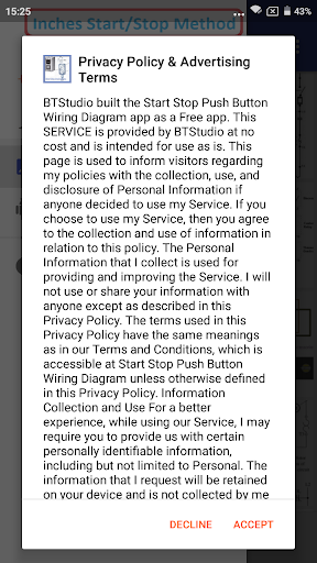 Android application Start Stop Push Button Wiring screenshort
