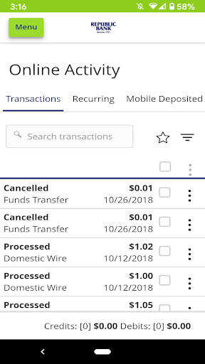 Republic Bank Business Mobile Screen 2