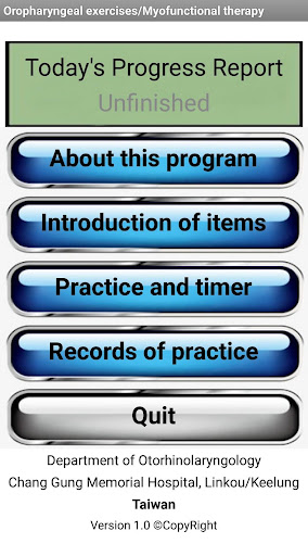 Android application Oropharyngeal exercise for OSA screenshort