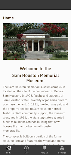 Android application Sam Houston Memorial Museum screenshort