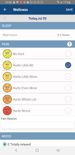 MOCHA Health Tool for research Screen 3