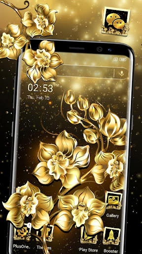 Android application Luxury Gold Flower Theme screenshort