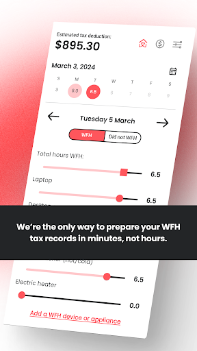 From Home: WFH tax logbook Screen 3