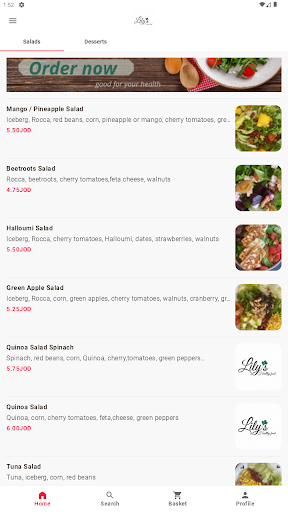 Android application Lilys Healthy Food screenshort