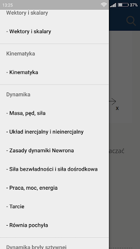 Android application Fizyka dla liceum i gimnazjum screenshort