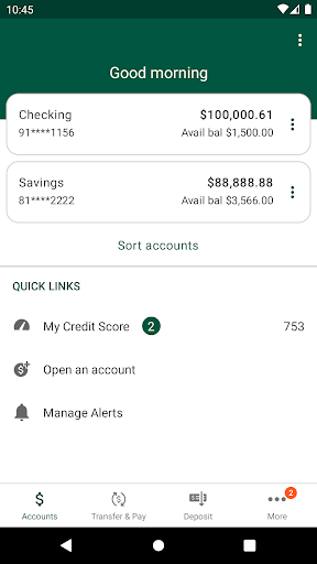 C&F Mobile Banking Screen 3