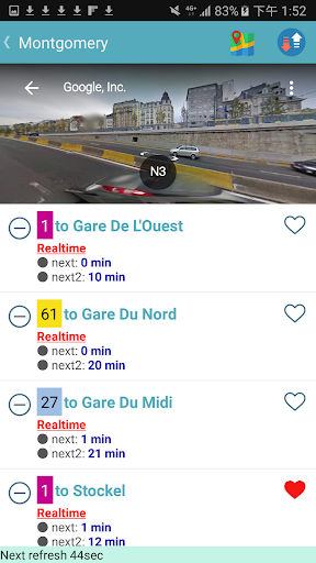 Brussels Realtime Bus Tracker Screen 2