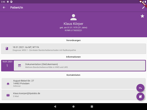 Thea - Befund & Dokumentation Screen 2