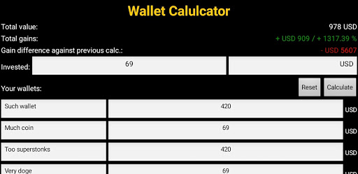 Wallet Calculator