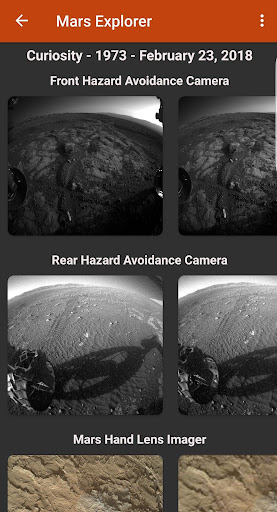 Android application Mars Explorer screenshort