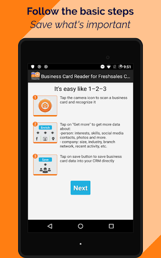Android application Business Card Reader for Fresh screenshort
