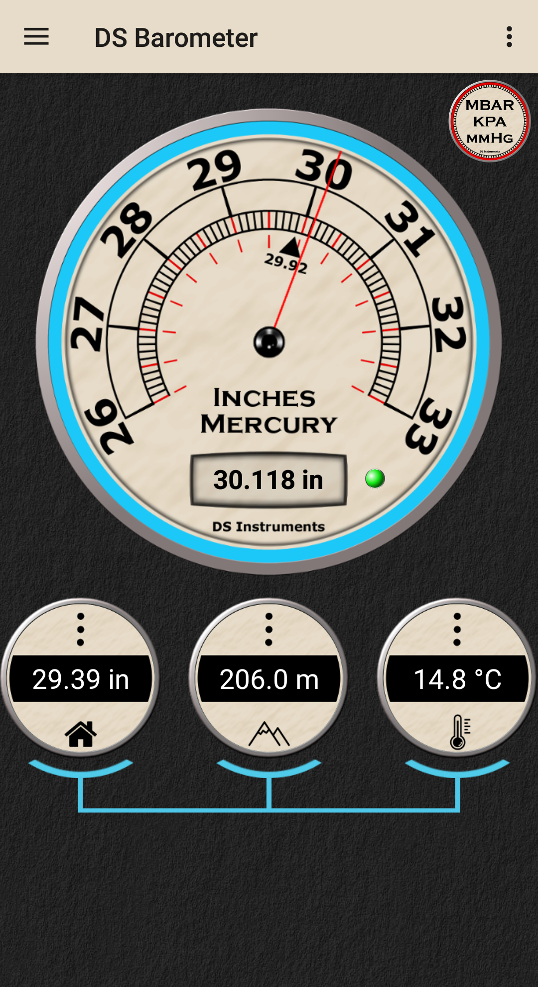 Android application DS Barometer - Altimeter and Weather Information screenshort