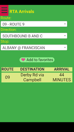 Android application Dayton RTA Bus Tracker screenshort