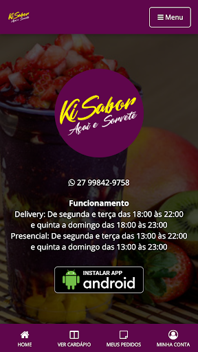 Android application Açaí Kisabor screenshort