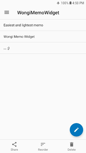 Android application Wongi Memo Widget screenshort