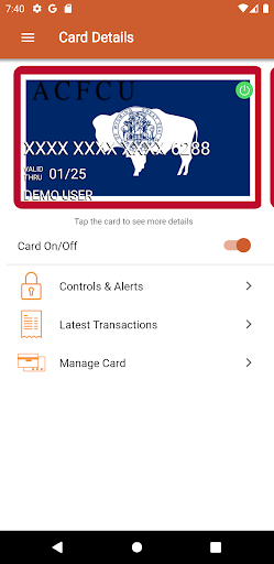 Android application ACFCU CardNav screenshort