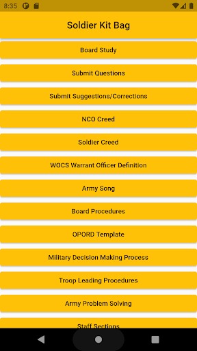Android application Soldier Kit Bag screenshort