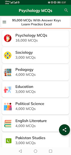 Android application Psychology Solved MCQs Tests screenshort