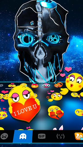 Blue Tech Cool Skull Keyboard Screen 3