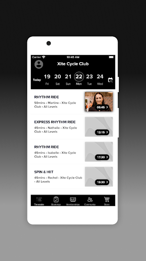 XITE Cycle Club Screen 2