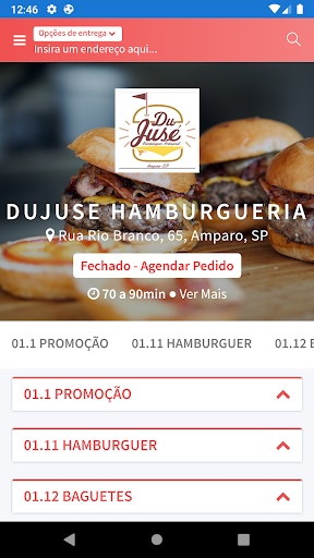 Android application Dujuse Hamburgueria screenshort