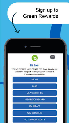 Android application Manchester NHS; Green Rewards screenshort
