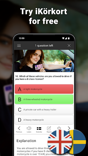 Android application iKörkort Lite screenshort