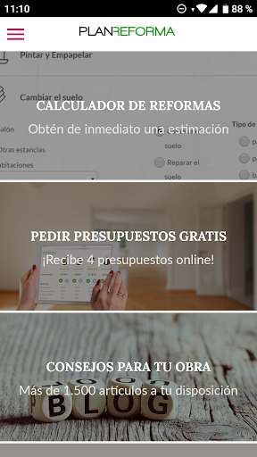 Android application Calculadora de Reformas screenshort