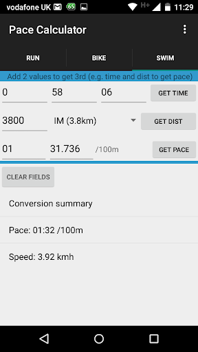 Triathlon Pace Calculator Screen 3
