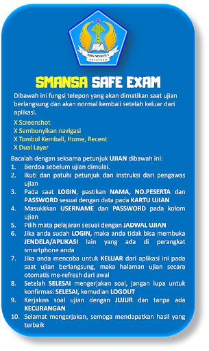 Android application SMANSA SAFE EXAM screenshort