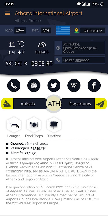 Athens Airport (ATH) Info - 15.4 - (Android)