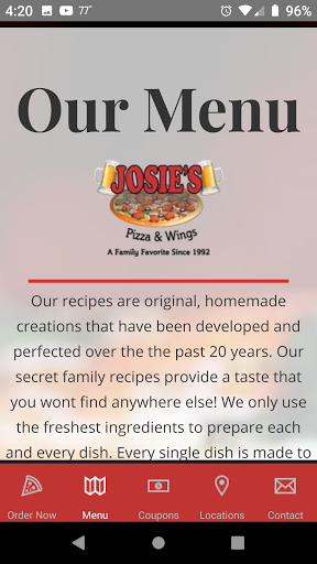 Josies Pizza and Wings Screen 3