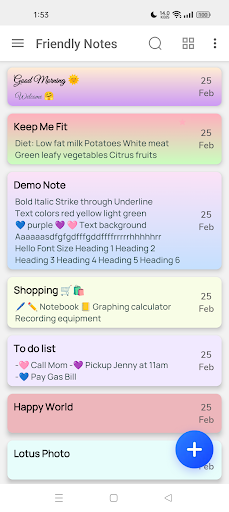 Android application Friendly Notes - Color Notepad screenshort