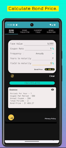 Bond Price & Yield Calculator screenshot 1