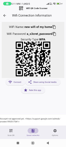 WiFi QR Code password scanner Screen 2
