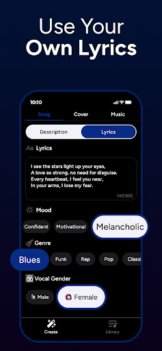 Screenshot of Melodia - AI Song Generator