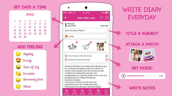 Secret Diary With Lock - Diary With Password 6.6 screenshots 2