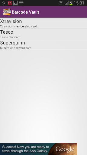 Android application Barcode Vault screenshort