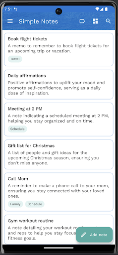 Android application Simple Notes screenshort