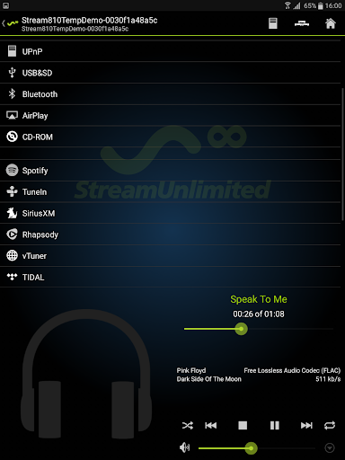 Android application StreamUnlimited StreamSDK Demo screenshort