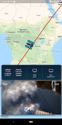 Android application ISS Tracker & LiveStream screenshort
