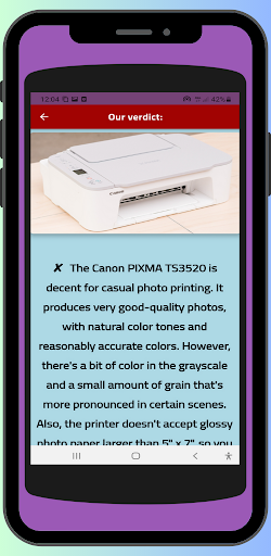 Android application Canon PIXMA Wireless guide screenshort
