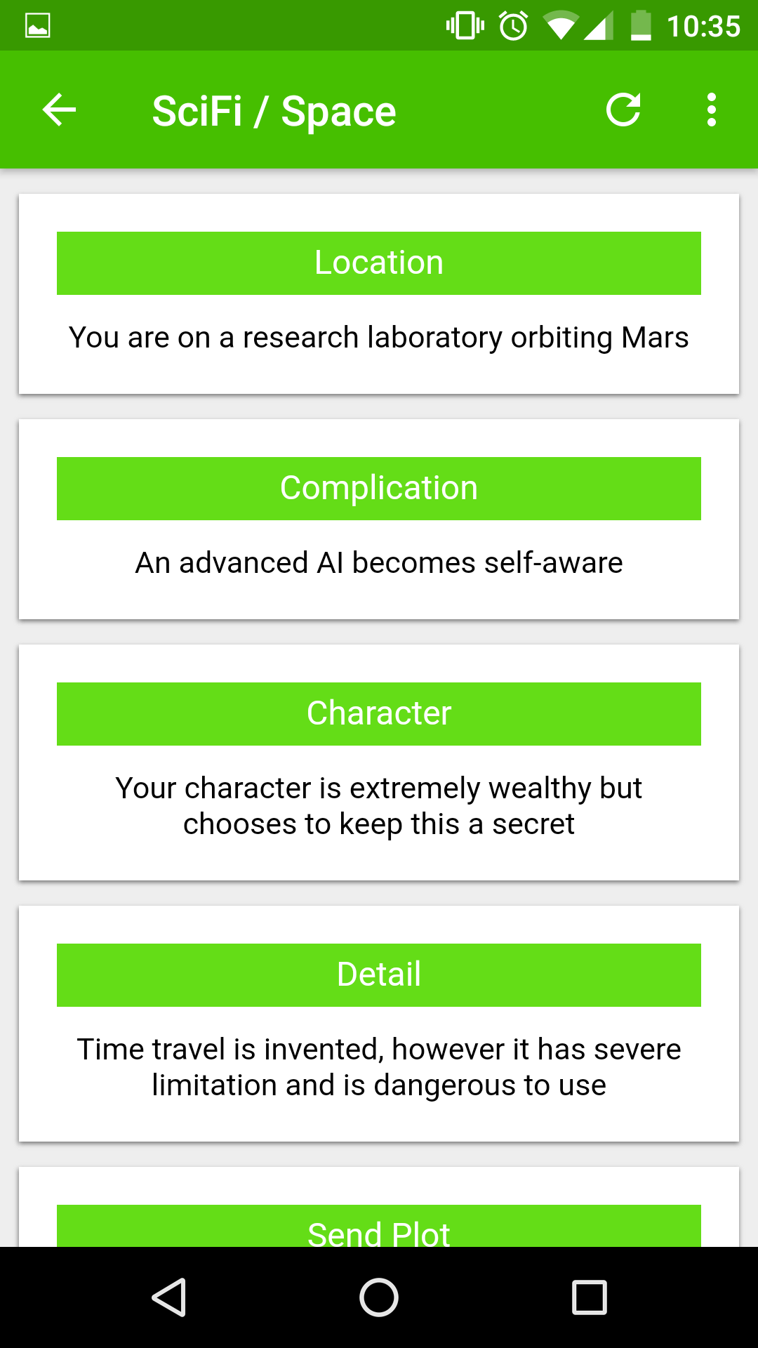 Android application Story Plot Generator Pro screenshort