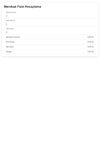 Mevduat Faizi Hesaplama