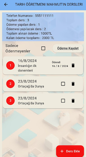 Özel Ders Takip Screen 3