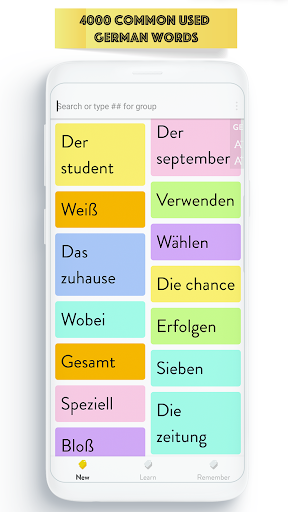 German Words Notebook Screen 2